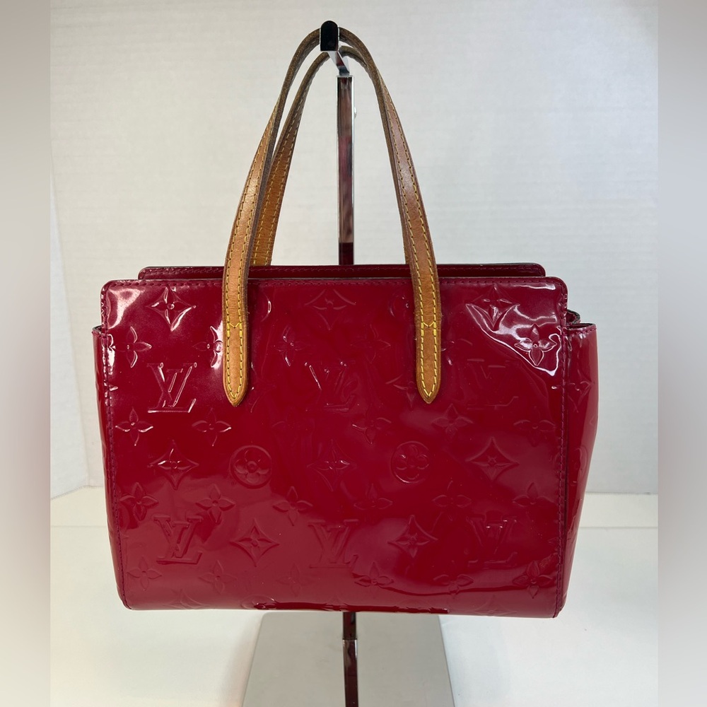 Louis Vuitton Red Catalina BB Monogram Vernis Leather Tote Color: Rose Indian